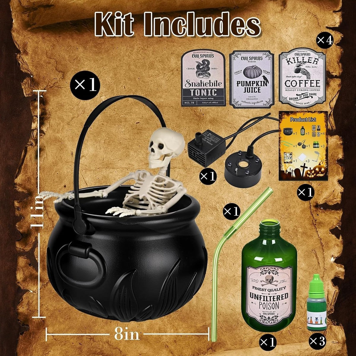 Halloween Decorations Indoor-Cauldron Magic Floating Potion Bottles and Diffuser