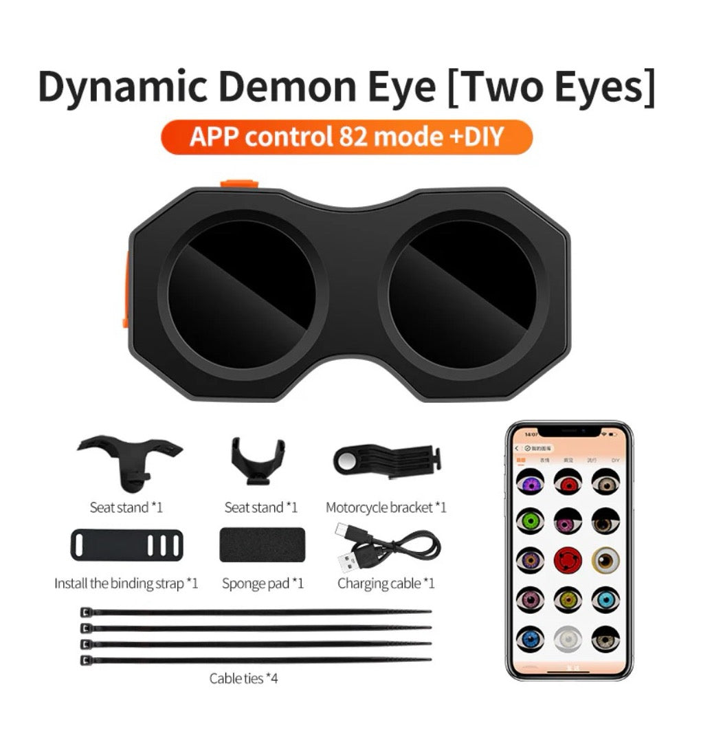 ECM road bike demon eye HD animation DIY taillight Smart road bike taillight with mobile phone image transfer and custom emoticons