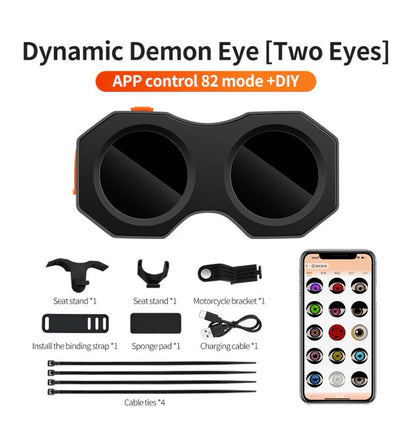 ECM road bike demon eye HD animation DIY taillight Smart road bike taillight with mobile phone image transfer and custom emoticons