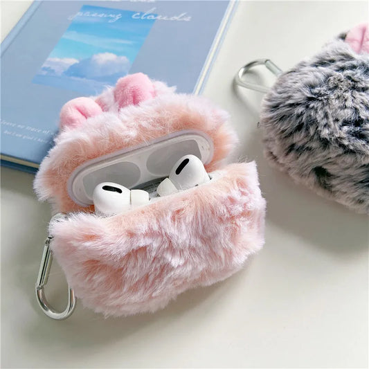 Cute Fur Bunny  Airpods Case