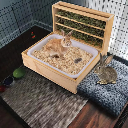 Wooden Rabbit Hay Feeder