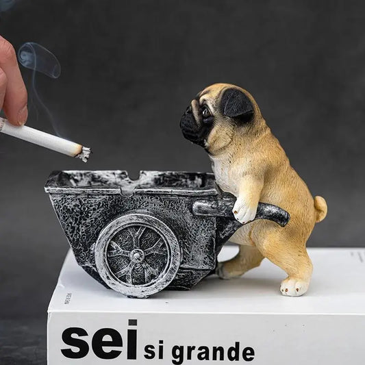 Ashtray Creative Pug Resin Statue Anti-Flying Ash