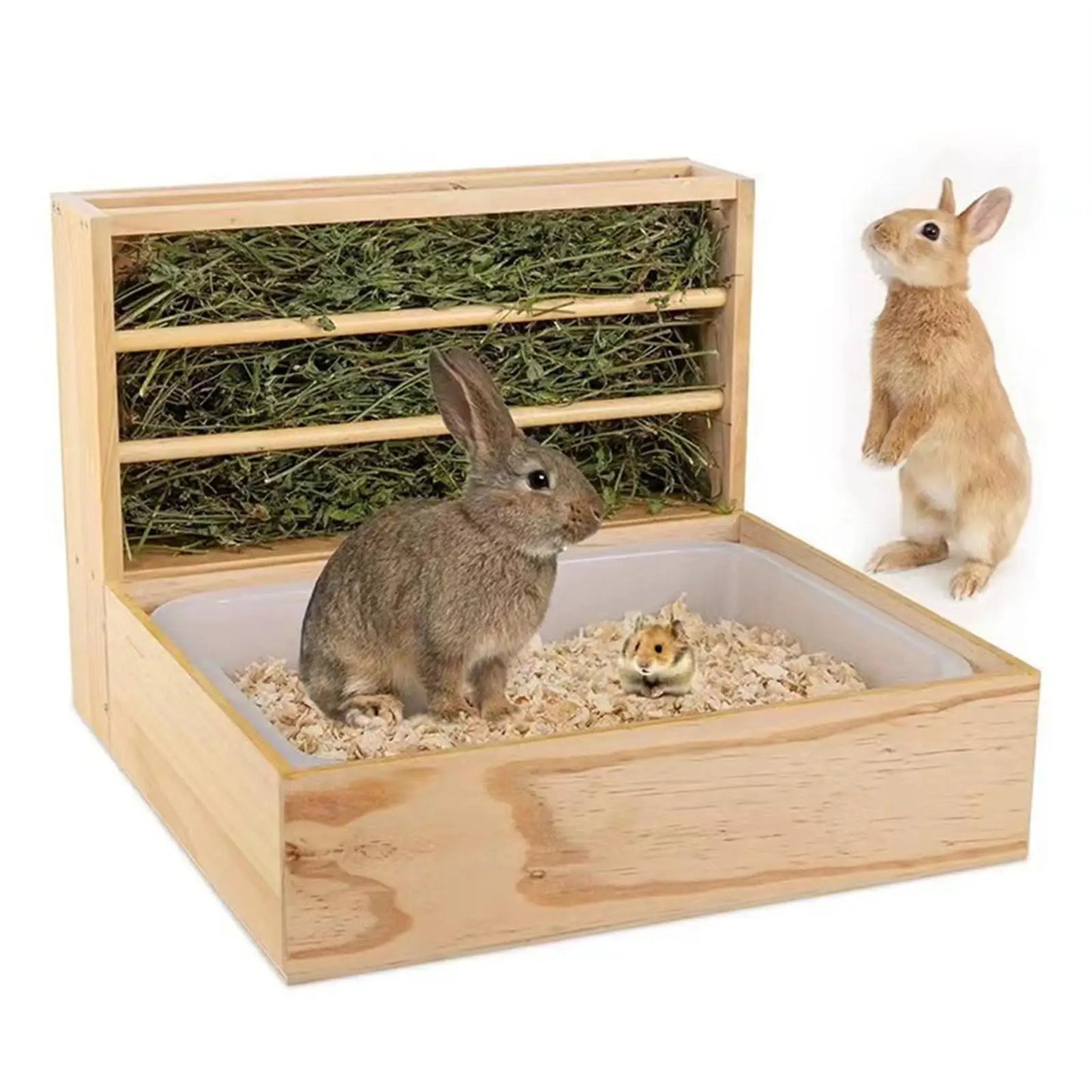 Wooden Rabbit Hay Feeder