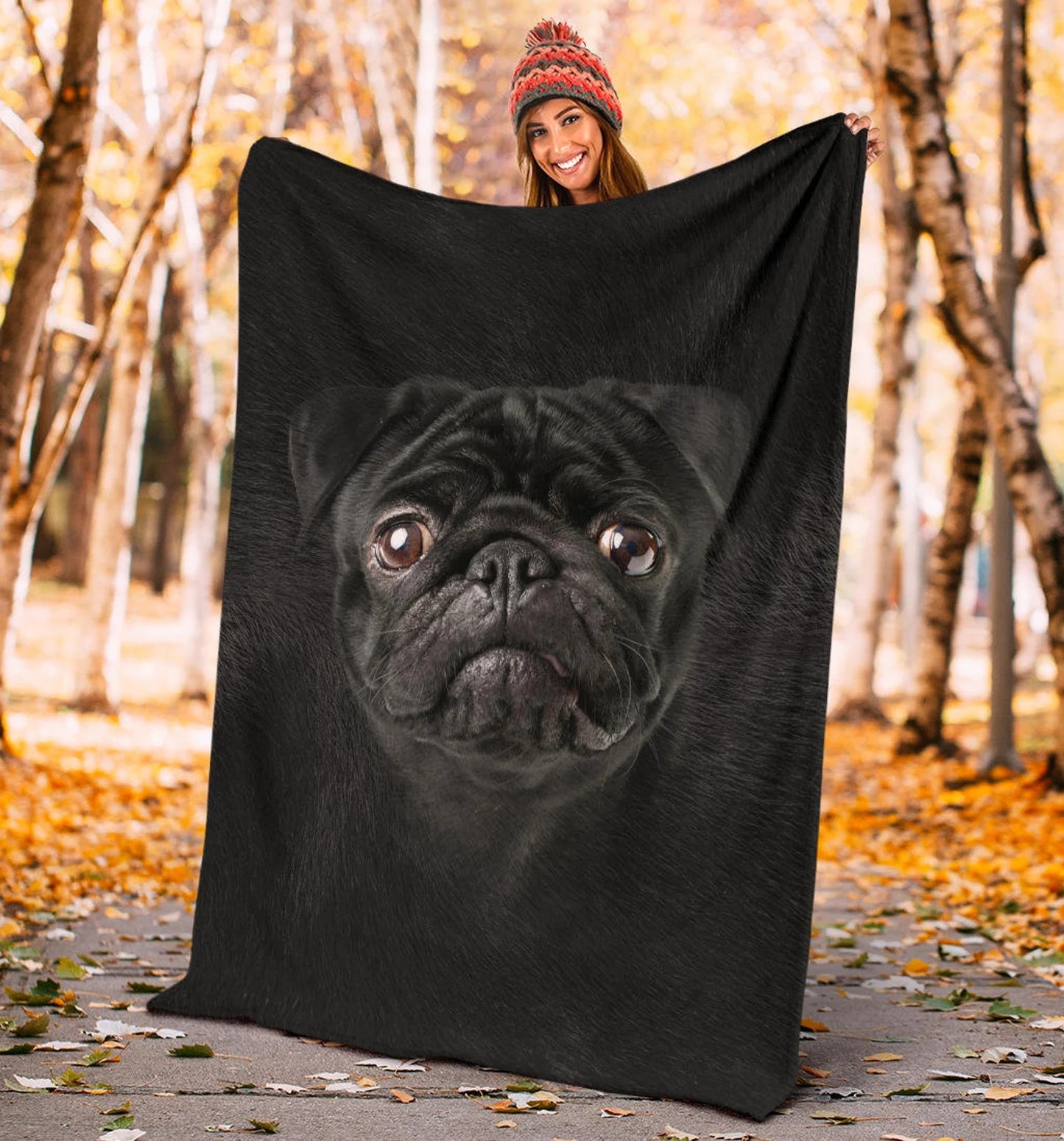 black Pug Design Blanket