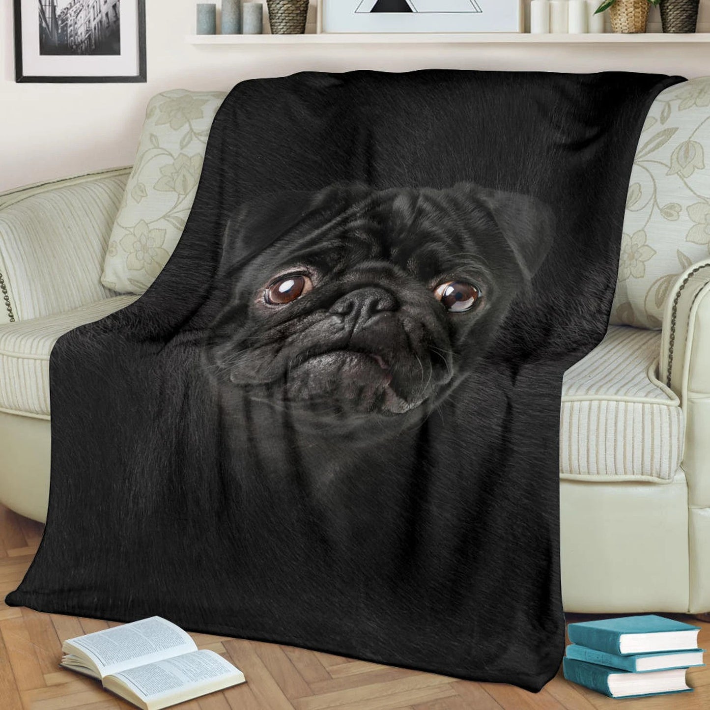 black Pug Design Blanket