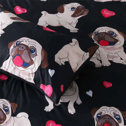 Cover Bedding Set Love Hearts Pug