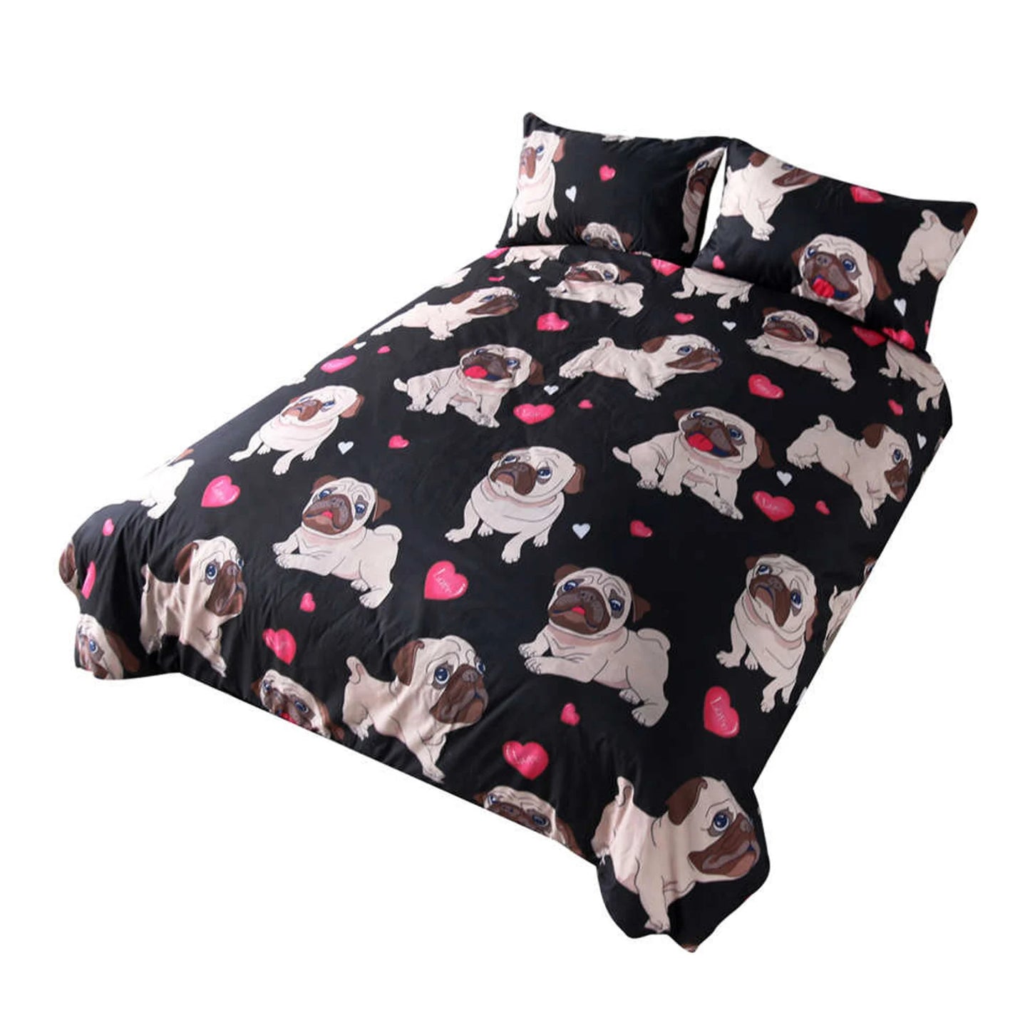 Cover Bedding Set Love Hearts Pug