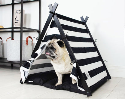 Gingham Pug teepee tent