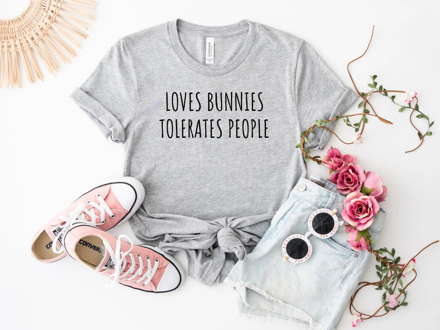 Loves Bunnies Tolerates people T-Shirt