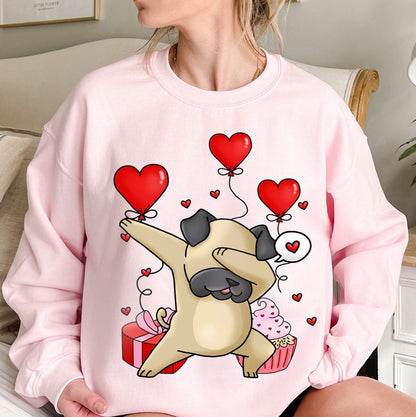 UNISEX Cool Pug Dog Heart Valentine's Day Sweatshirt