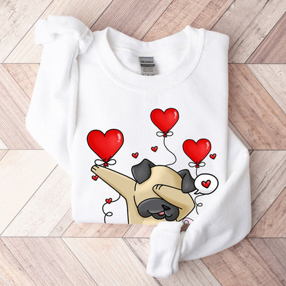 UNISEX Cool Pug Dog Heart Valentine's Day Sweatshirt