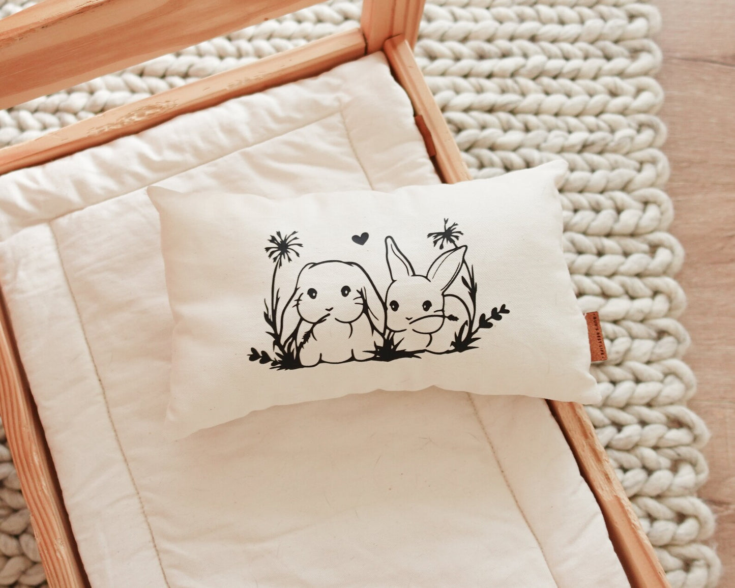 Cute Mini Bunny Print Pillow