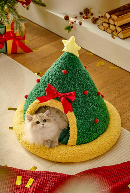 Christmas Cat and Medium Dog Pet Bed,Christmas tree Cat House ,Cat Lover Gift